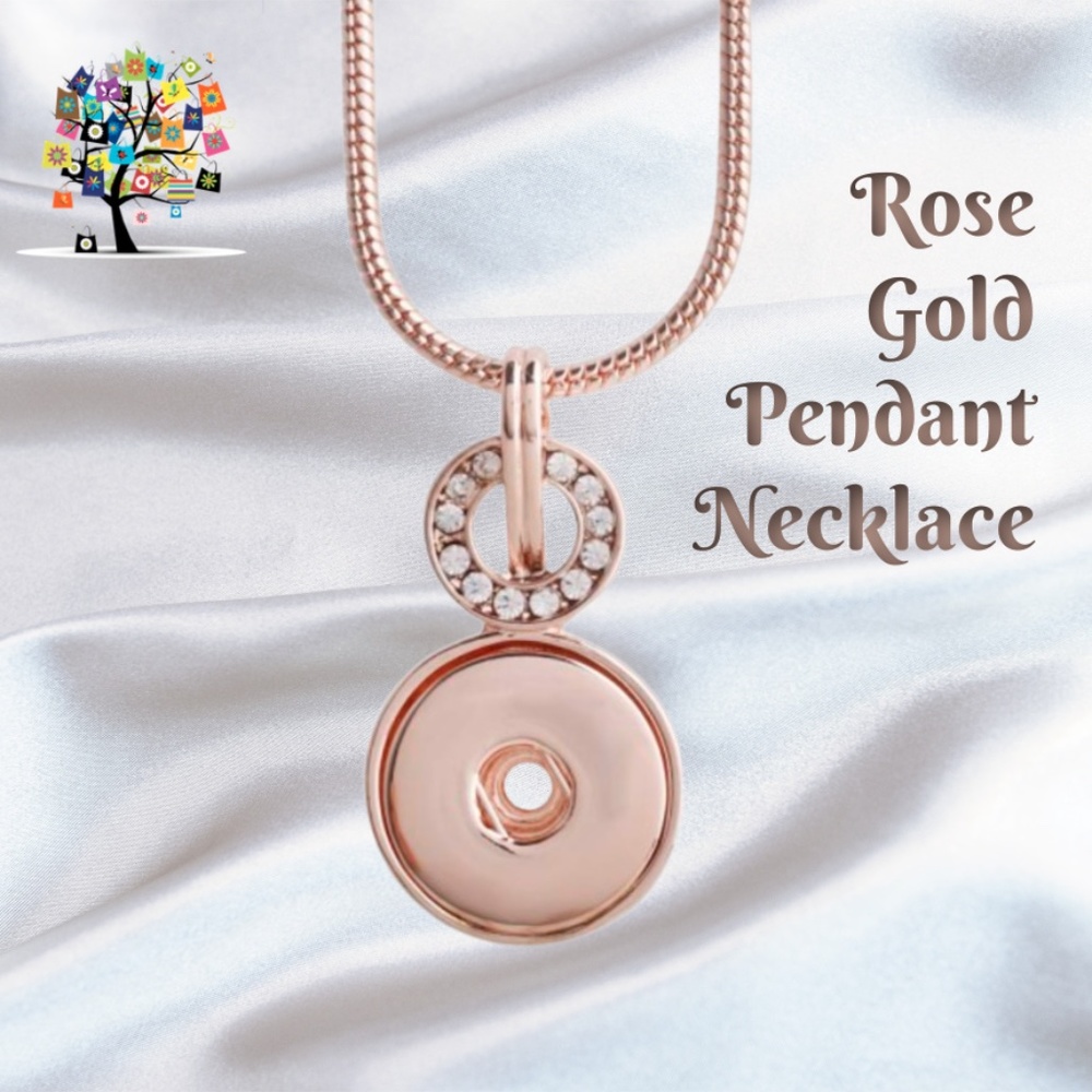 Snap Charm Rose Gold Plated Pendant Necklace 18"  for Standard Size 20mm Snap